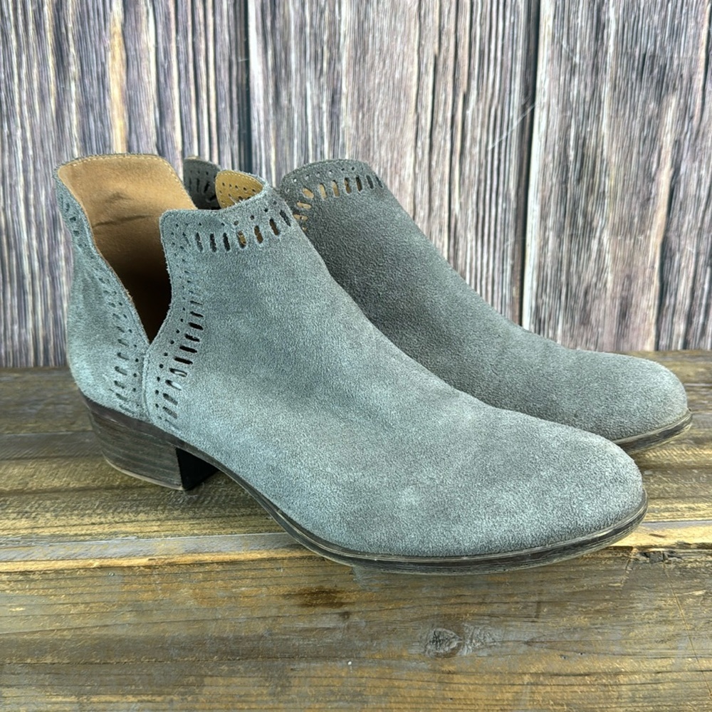 Lucky Brand Bustina Gray Leather Bootie- Size 9.5